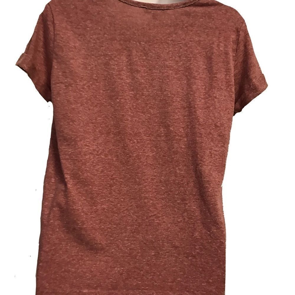 Democracy Burgundy Beaded Short Sleeve Top - Picture 7 of 9